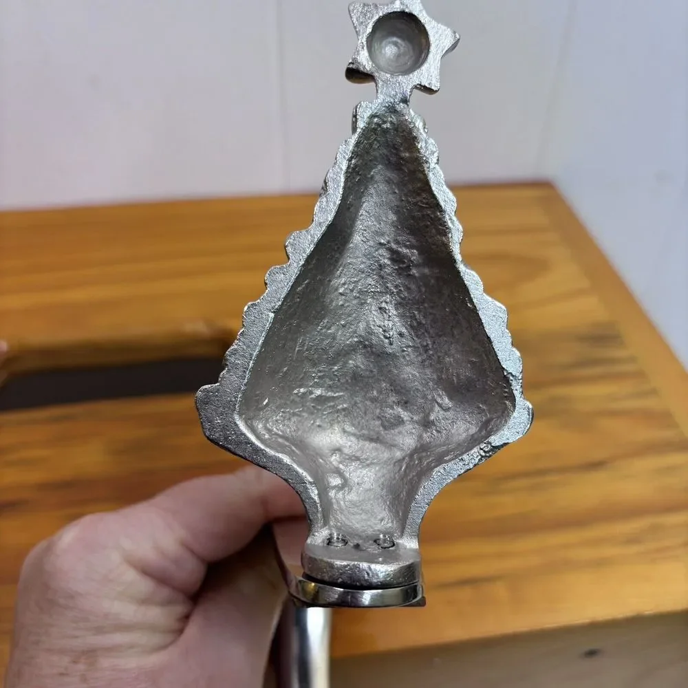 Christmas Tree Holiday Stocking Hanger Holder Silver‎ Heavy Brass